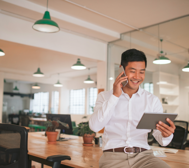 A modern warehouse with organized shelves and a digital overlay representing inventory management and efficiency